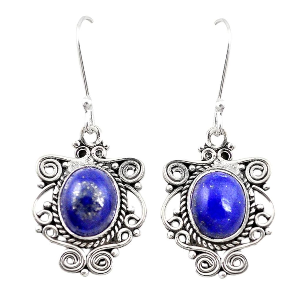 Natural blue lapis lazuli 925 sterling silver dangle earrings jewelry m21469