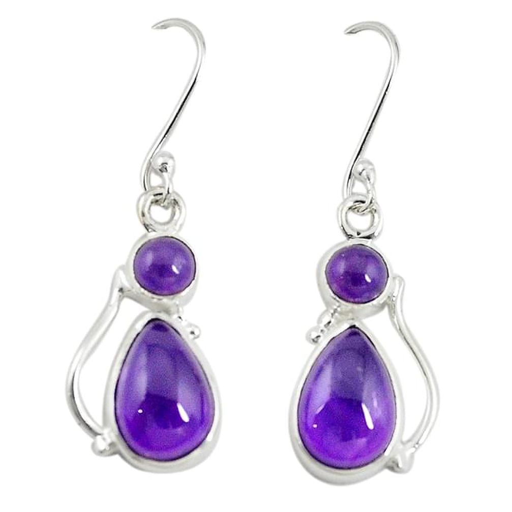 Natural purple amethyst 925 sterling silver dangle earrings m21816