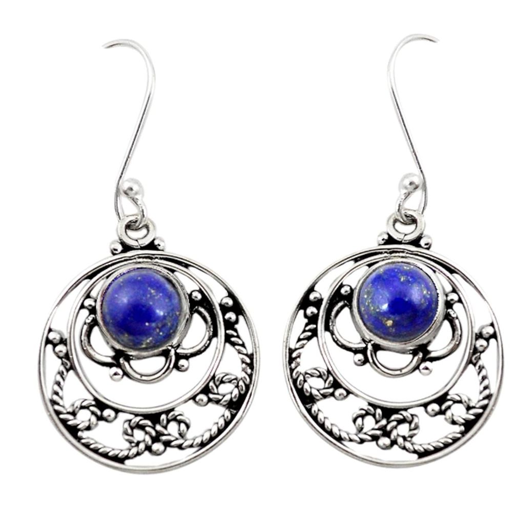 Natural blue lapis lazuli 925 sterling silver dangle earrings jewelry m22037