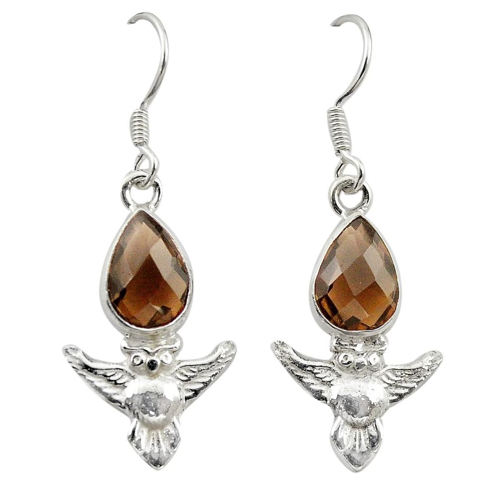 925 sterling silver brown smoky topaz owl charm earrings jewelry m23680