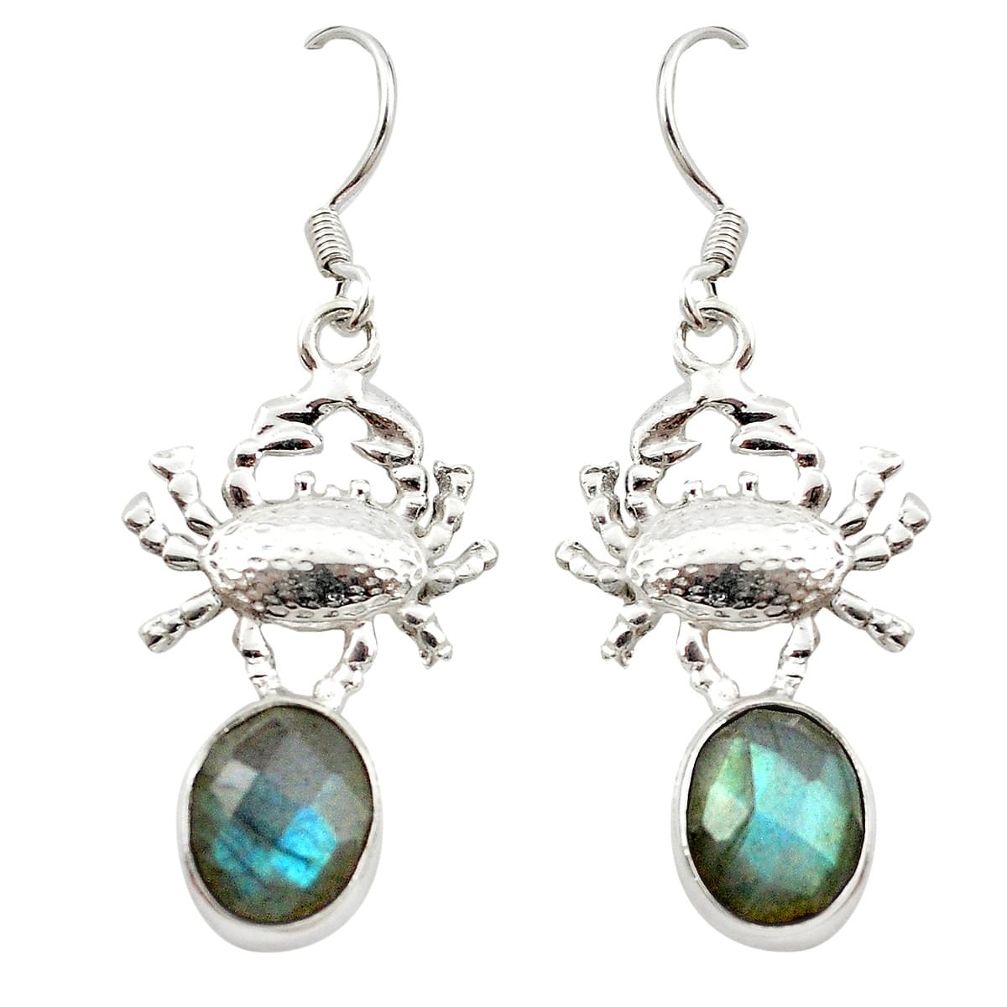 Natural blue labradorite 925 sterling silver crab earrings jewelry m23683