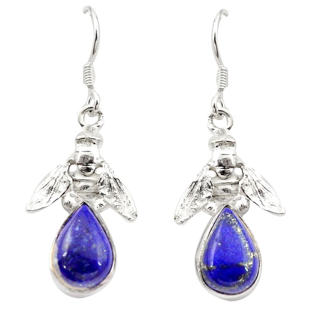 Natural blue lapis lazuli 925 sterling silver honey bee earrings m23688