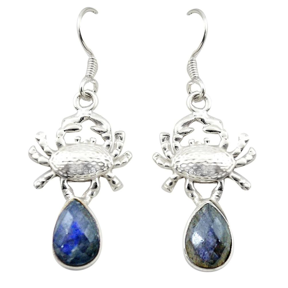 Natural blue labradorite 925 sterling silver crab earrings jewelry m23701
