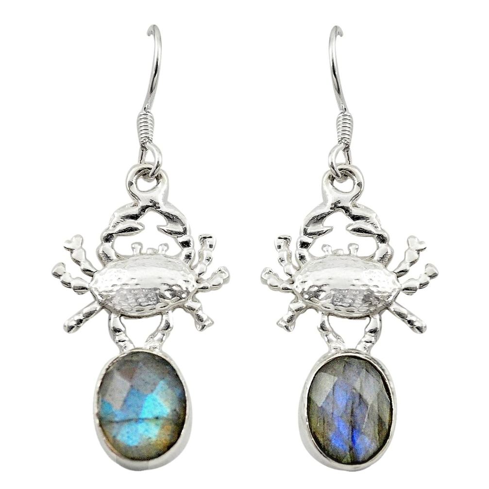 Natural blue labradorite 925 sterling silver crab earrings jewelry m23702