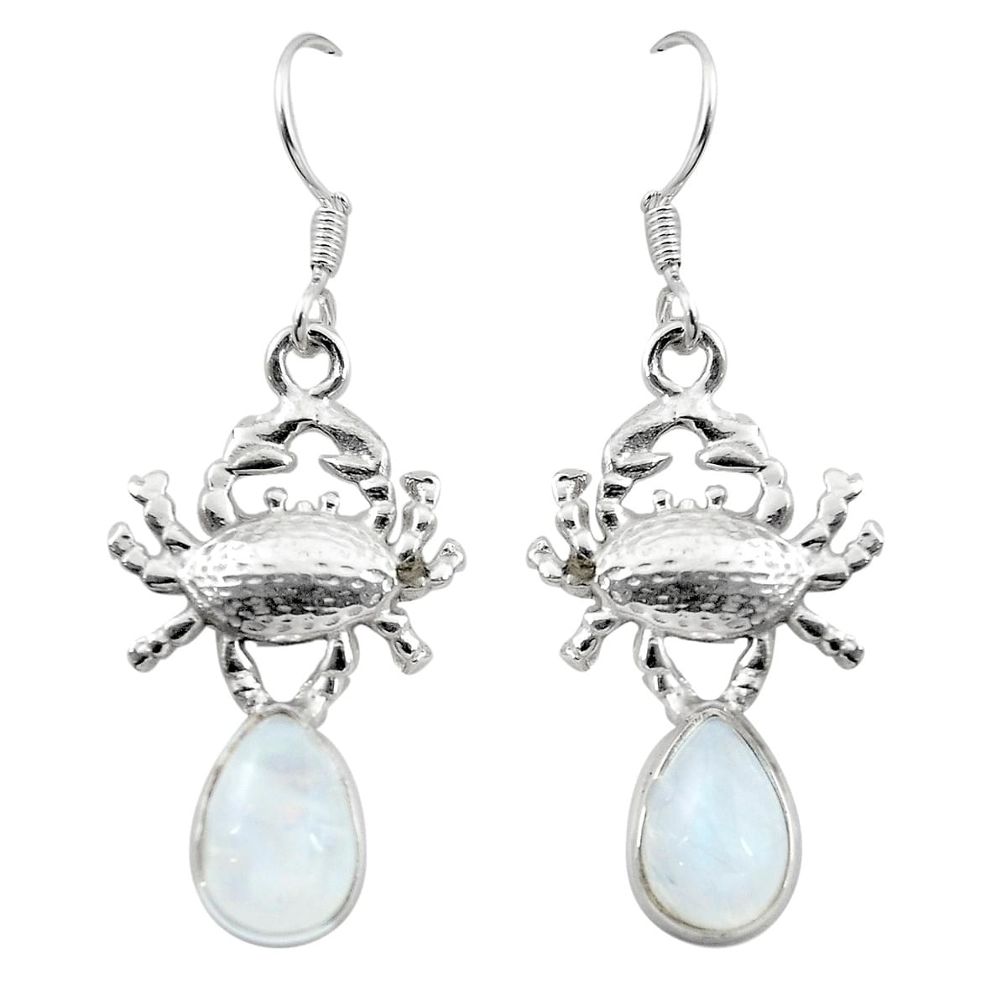 Natural rainbow moonstone 925 sterling silver crab earrings jewelry m23707