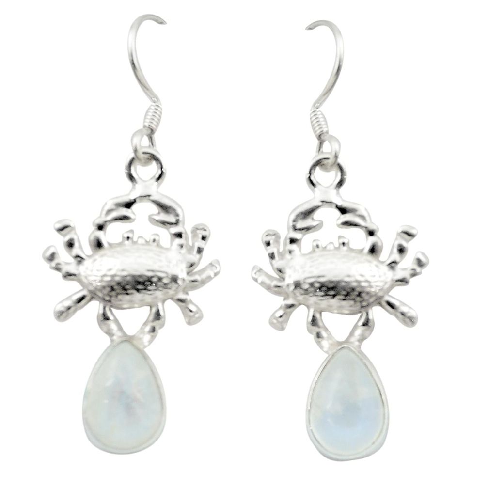 Natural rainbow moonstone 925 sterling silver crab earrings jewelry m23711