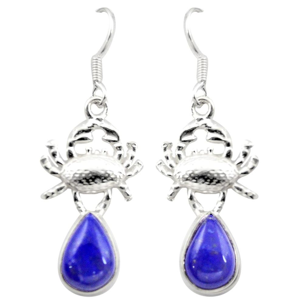 925 sterling silver natural blue lapis lazuli crab earrings jewelry m23712