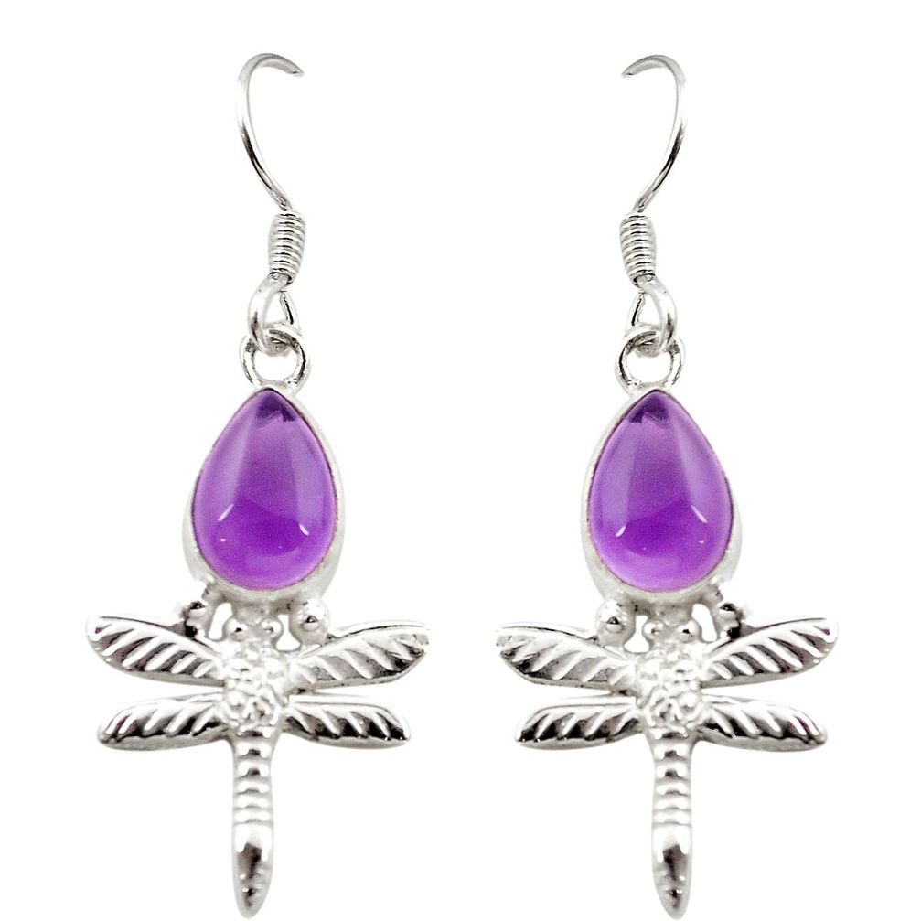 925 sterling silver natural purple amethyst butterfly earrings jewelry m23777
