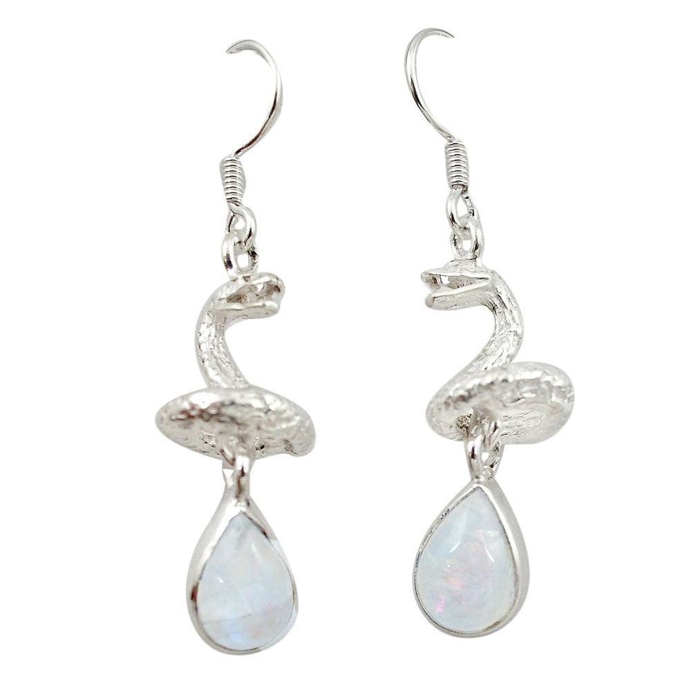 925 sterling silver natural rainbow moonstone snake earrings jewelry m23780