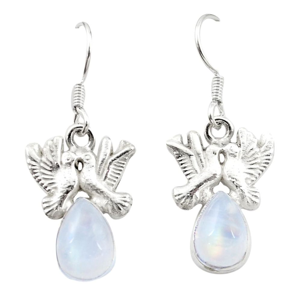 925 sterling silver natural rainbow moonstone love birds earrings jewelry m23820