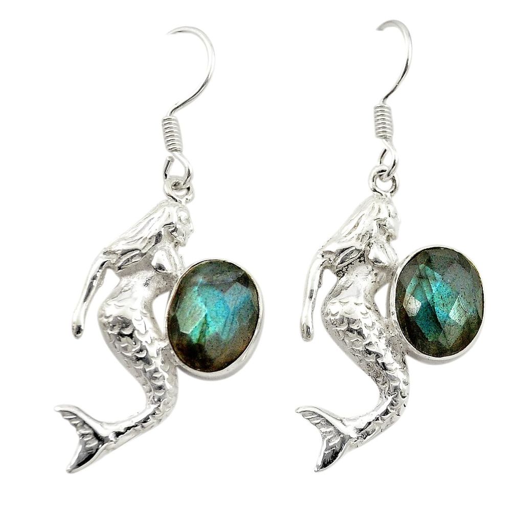 Natural blue labradorite 925 silver fairy mermaid earrings jewelry m23835