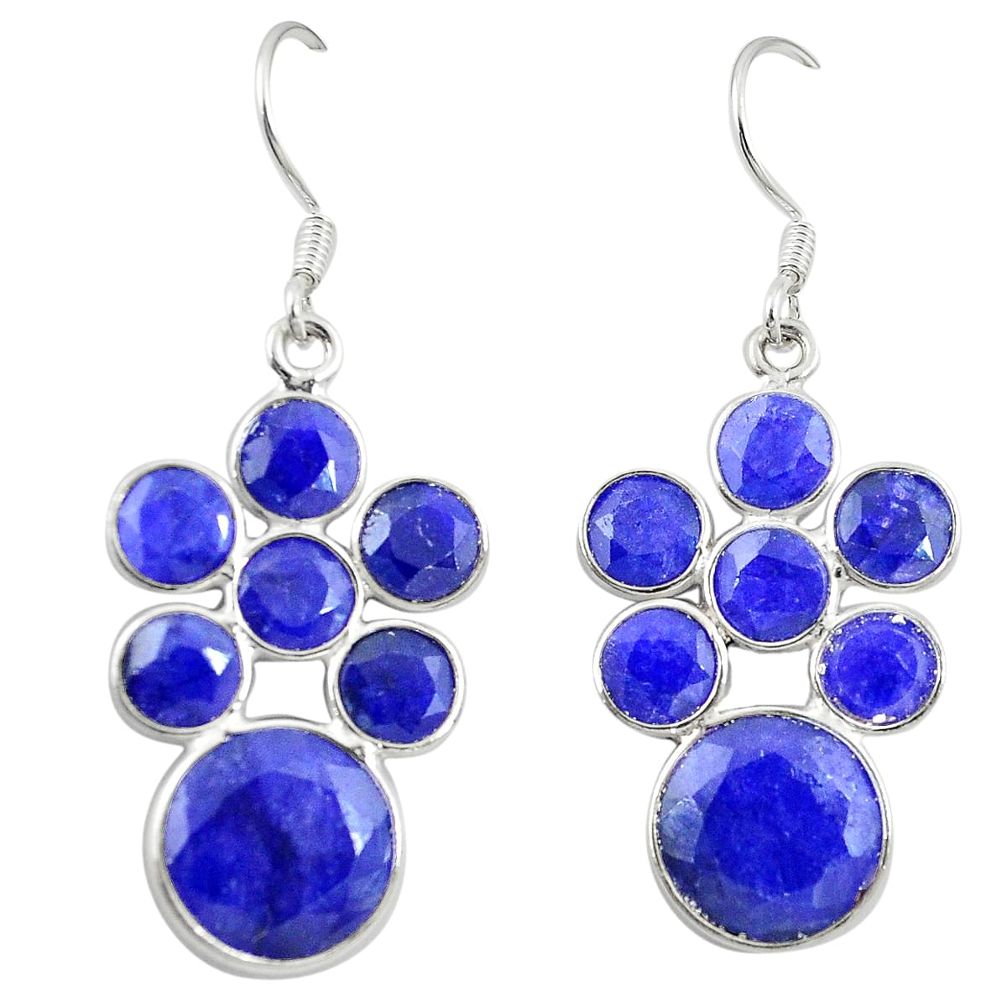 Natural blue sapphire 925 sterling silver earrings jewelry m24814