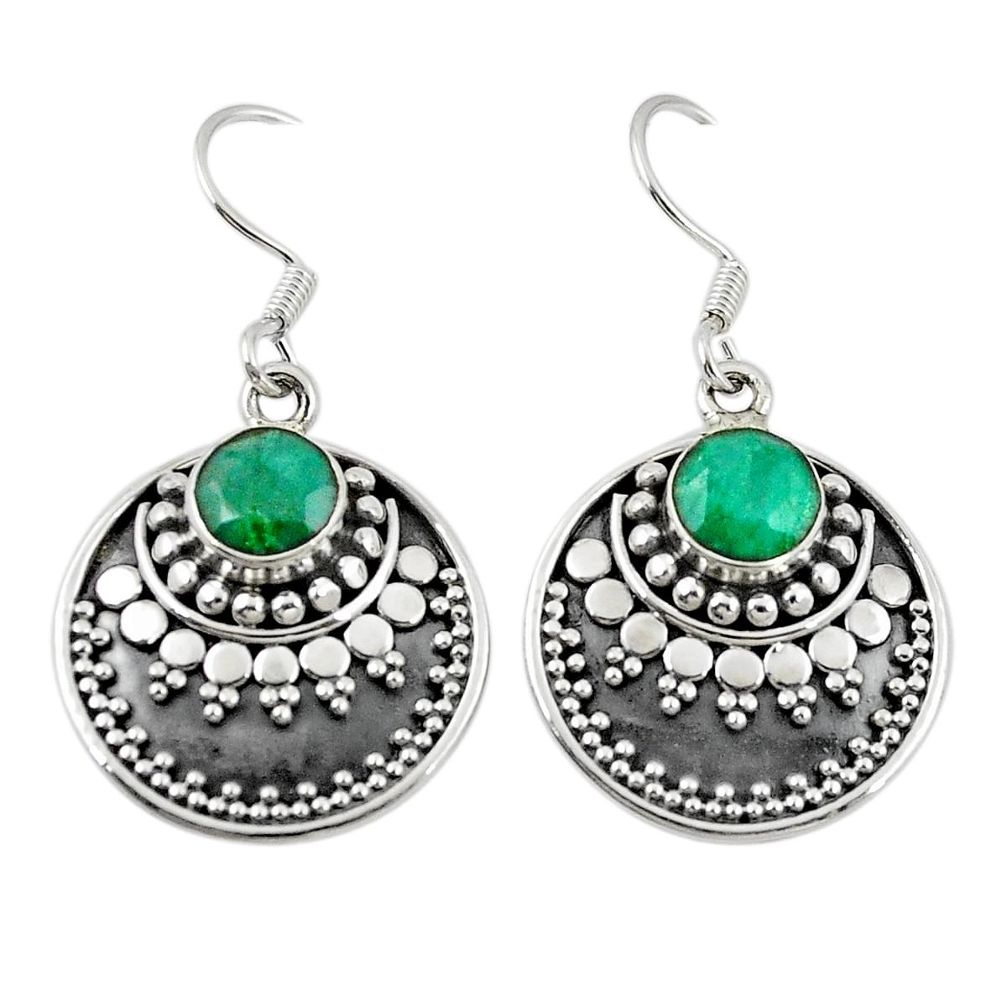 Natural green emerald 925 sterling silver dangle earrings jewelry m26917