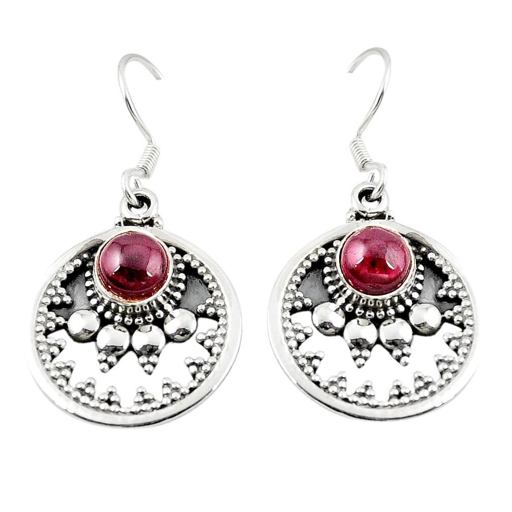 Natural red garnet 925 sterling silver dangle earrings jewelry m26921