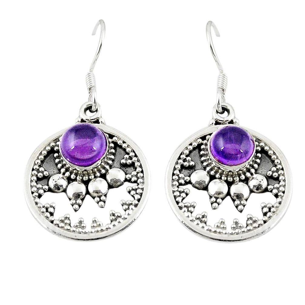 Natural purple amethyst 925 sterling silver dangle earrings m26932