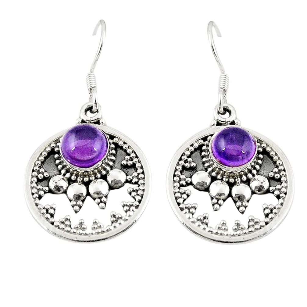 Natural purple amethyst 925 sterling silver dangle earrings m26933