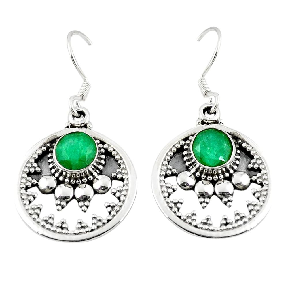 Natural green emerald 925 sterling silver dangle earrings jewelry m26934