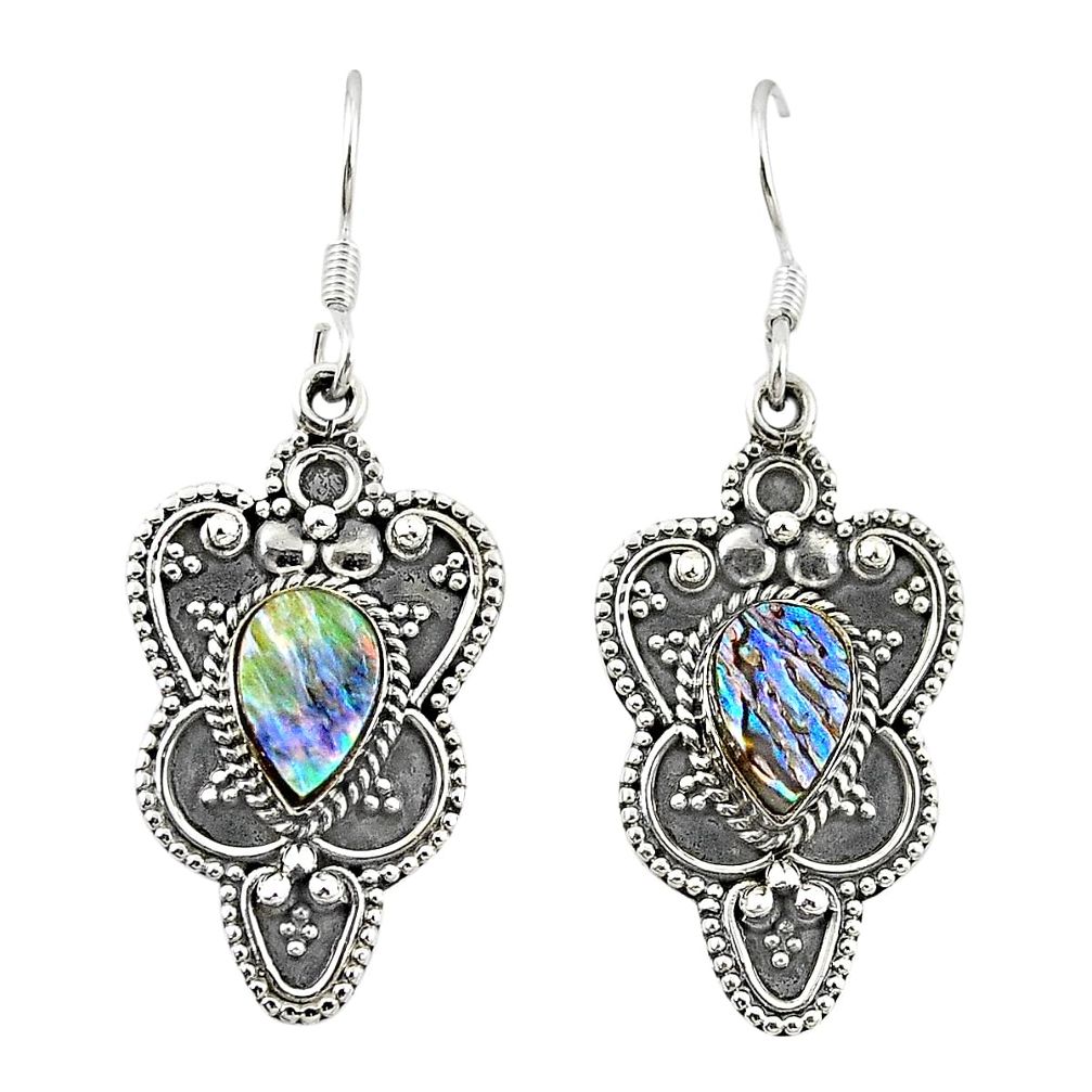 925 silver natural green abalone paua seashell dangle earrings jewelry m26959