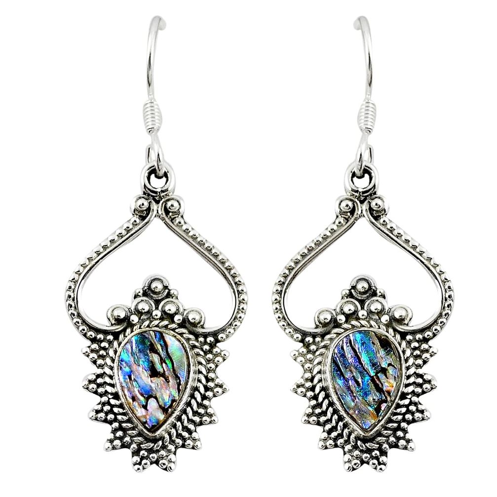 925 silver natural green abalone paua seashell dangle earrings jewelry m27156