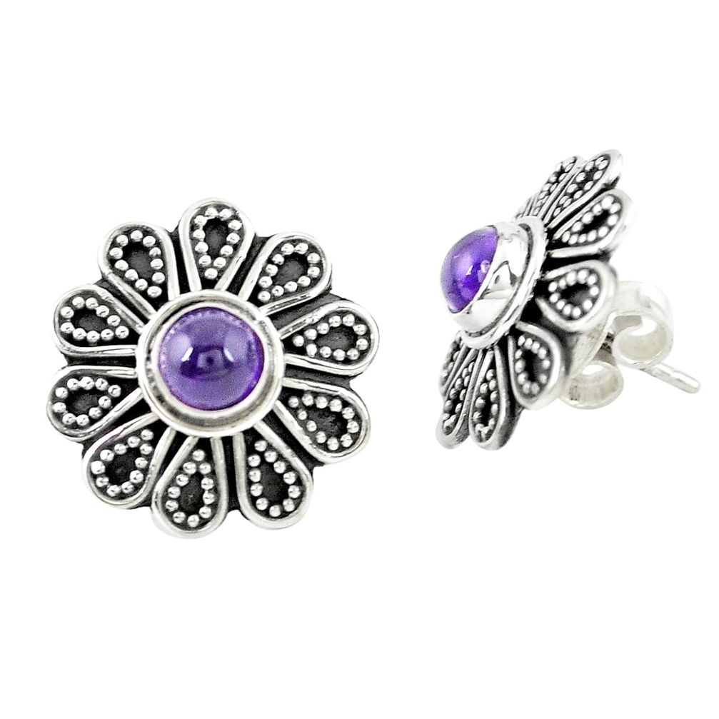 925 sterling silver natural purple amethyst stud earrings jewelry m27169