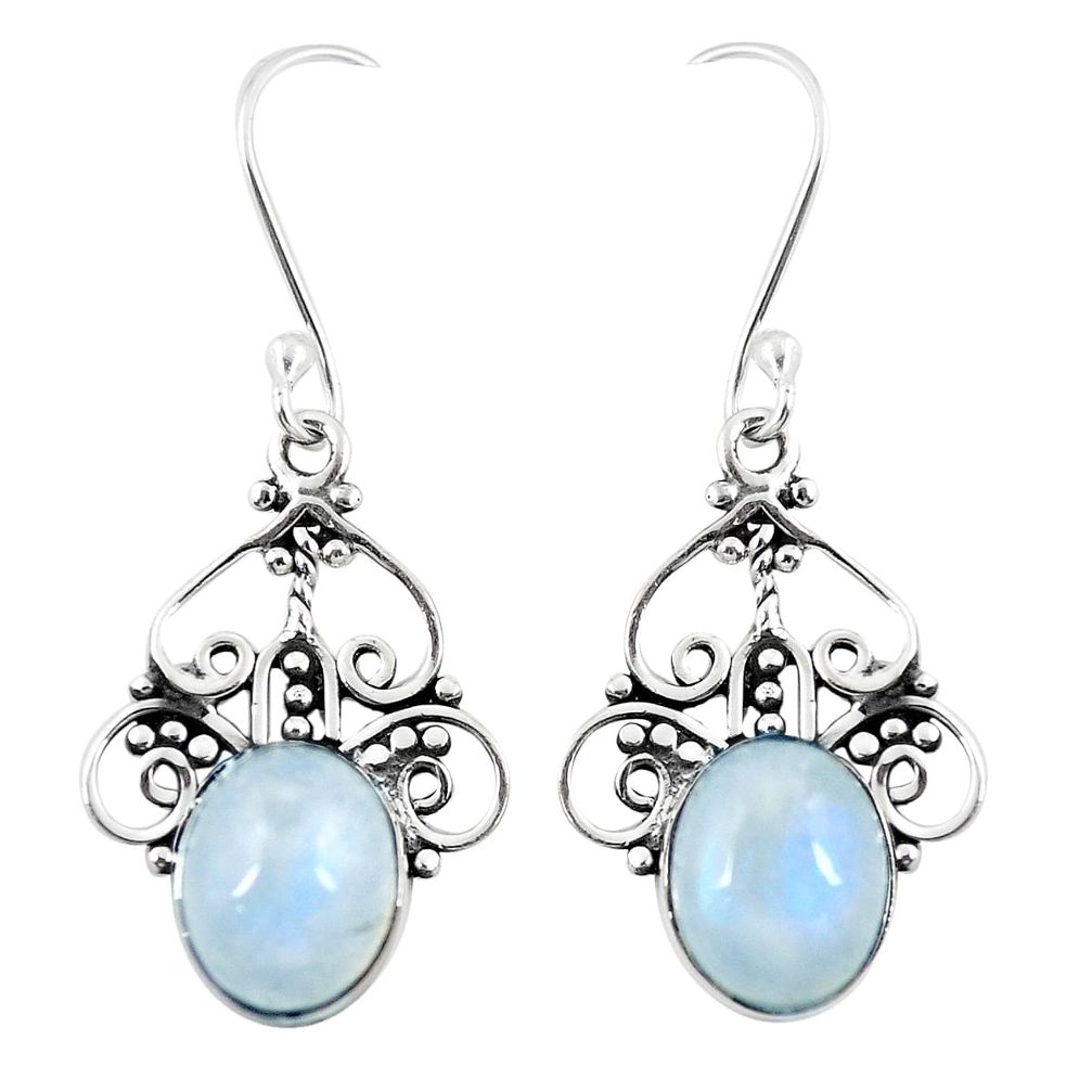 Natural rainbow moonstone 925 sterling silver earrings jewelry m28002