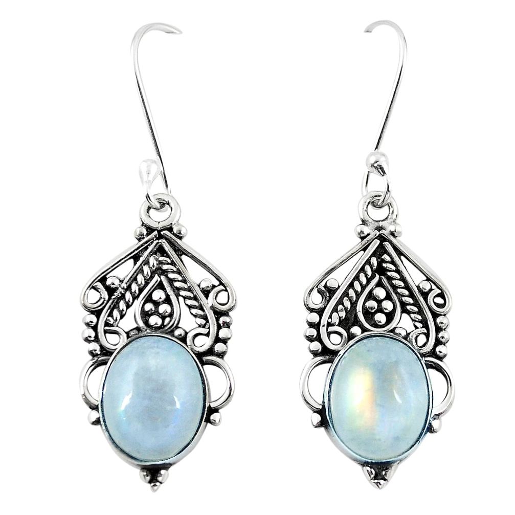 Natural rainbow moonstone 925 sterling silver earrings jewelry m28015