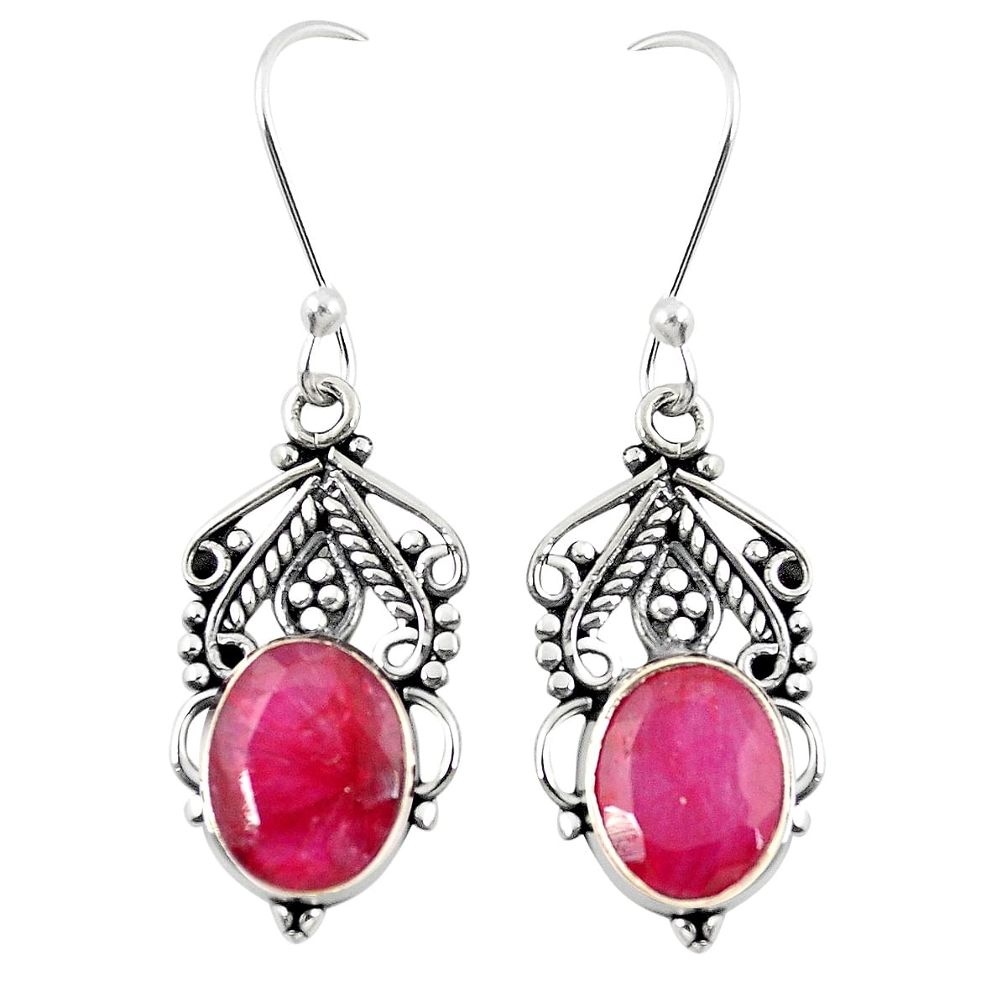 Natural red ruby 925 sterling silver earrings jewelry m28042