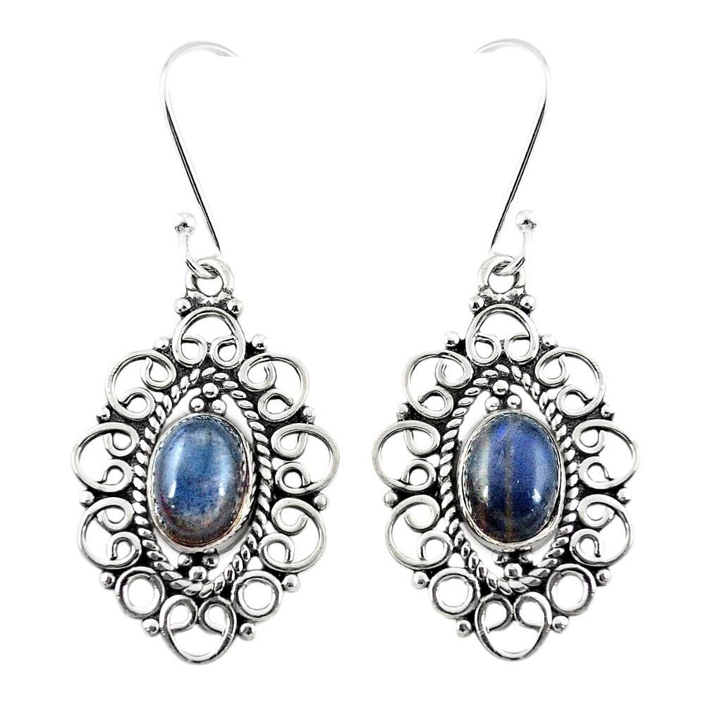 Natural blue labradorite 925 sterling silver dangle earrings m28072