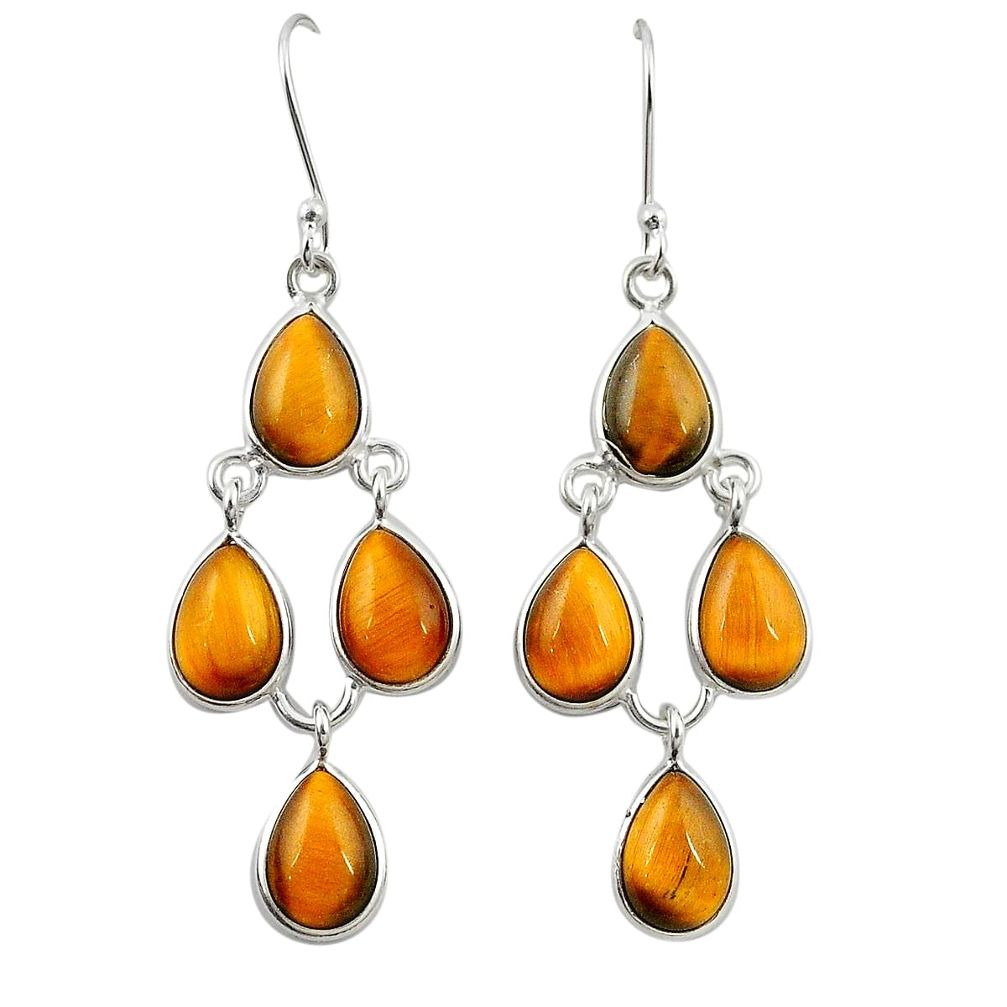 925 sterling silver natural brown tiger's eye earrings jewelry m28430