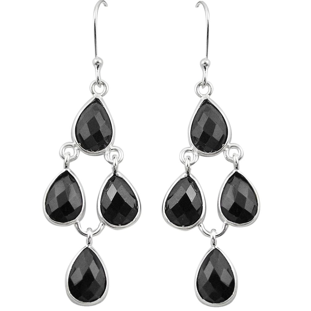 Natural black onyx 925 sterling silver earrings jewelry m28437