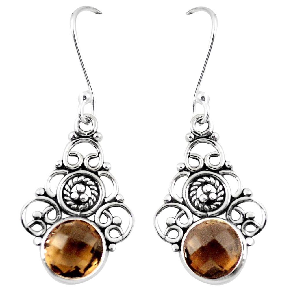 Brown smoky topaz 925 sterling silver dangle earrings jewelry m29604