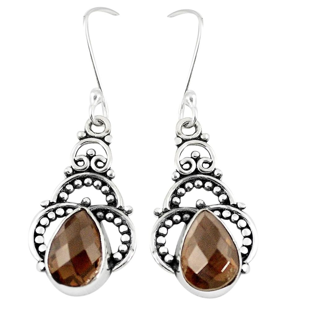 Brown smoky topaz 925 sterling silver dangle earrings jewelry m29606