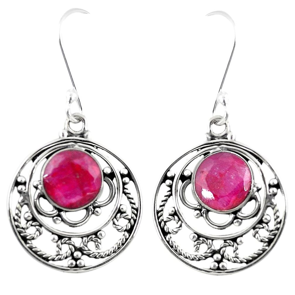 Natural red ruby 925 sterling silver dangle earrings jewelry m29637