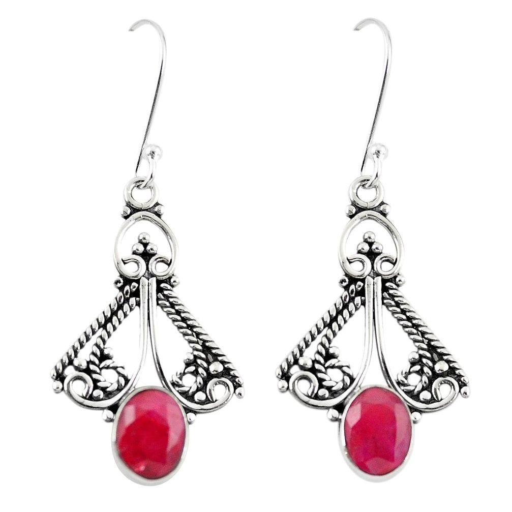 925 sterling silver natural red ruby dangle earrings jewelry m29639