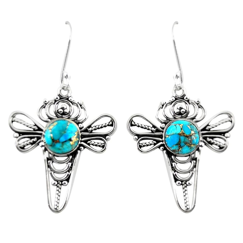 925 sterling silver blue copper turquoise dragonfly earrings jewelry m29740