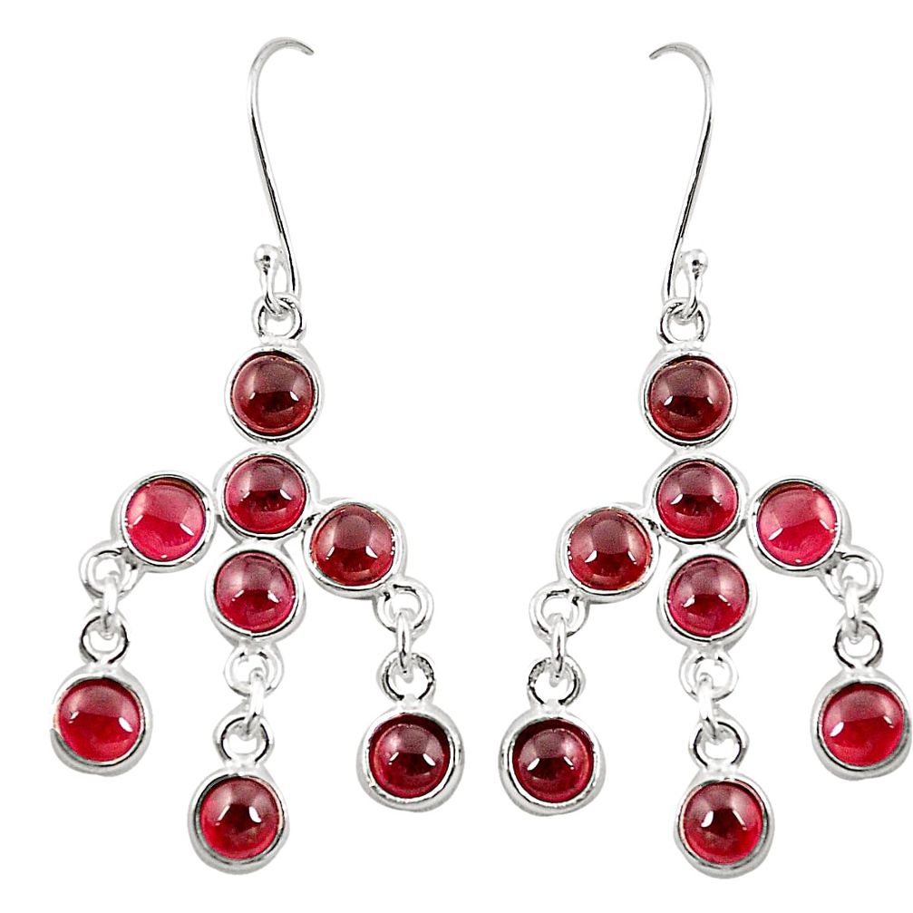 Natural red garnet 925 sterling silver dangle earrings jewelry m30367