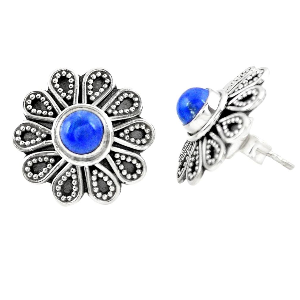 Natural blue lapis lazuli 925 sterling silver stud earrings jewelry m30495