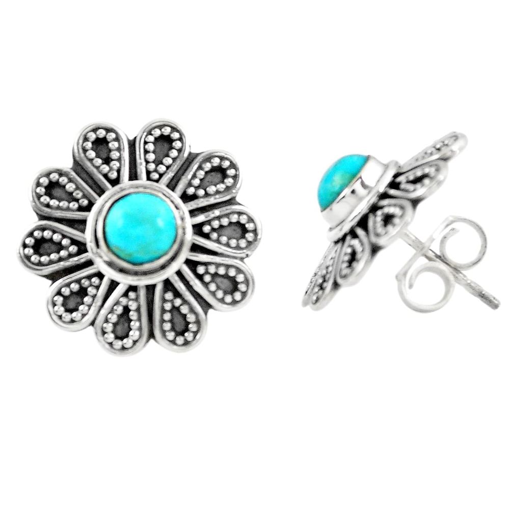 Blue arizona mohave turquoise 925 sterling silver stud earrings jewelry m30498