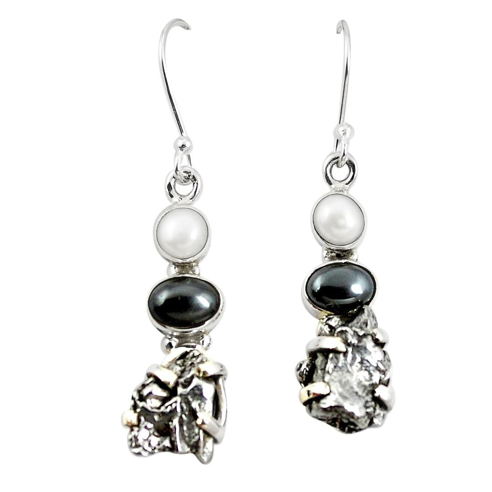 Natural black cameo opal on onyx 925 silver dangle earrings m32766