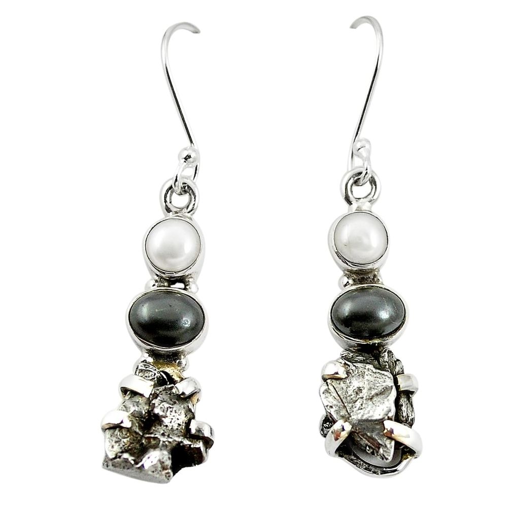 Natural black cameo opal on onyx 925 silver dangle earrings m32768