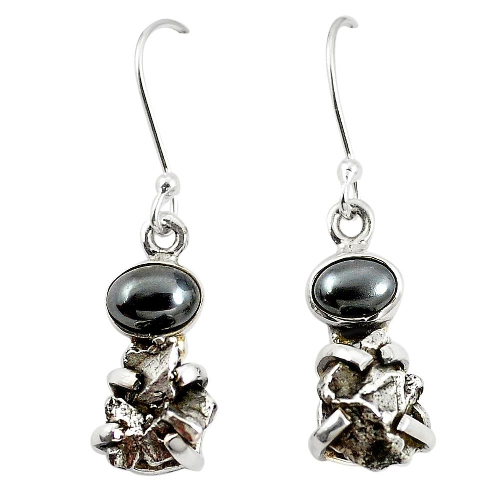 Natural black cameo opal on onyx 925 silver dangle earrings m32770