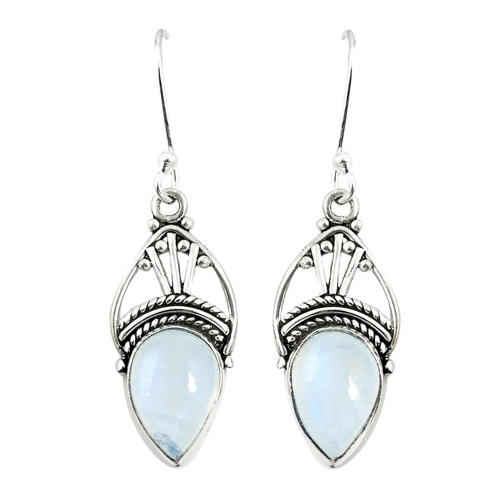 Natural rainbow moonstone 925 sterling silver dangle earrings jewelry m32835