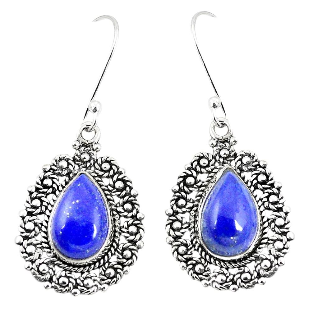 Natural blue lapis lazuli 925 sterling silver dangle earrings jewelry m32867