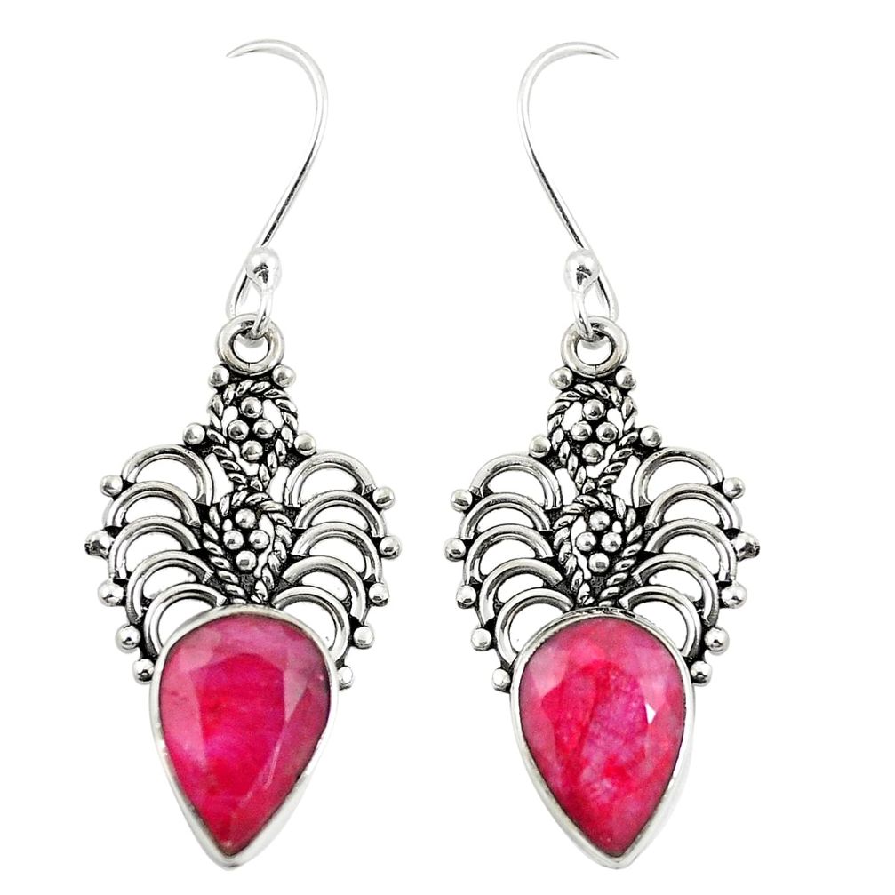 925 sterling silver natural red ruby dangle earrings jewelry m32905