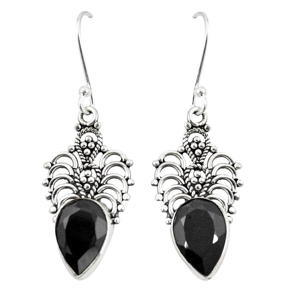 Natural black onyx 925 sterling silver dangle earrings jewelry m32908