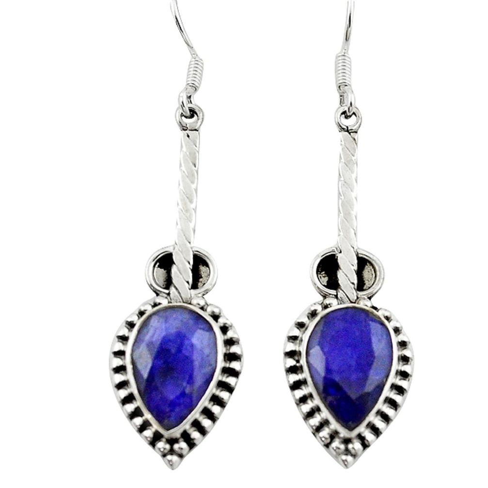 Natural blue sapphire 925 sterling silver dangle earrings jewelry m3307