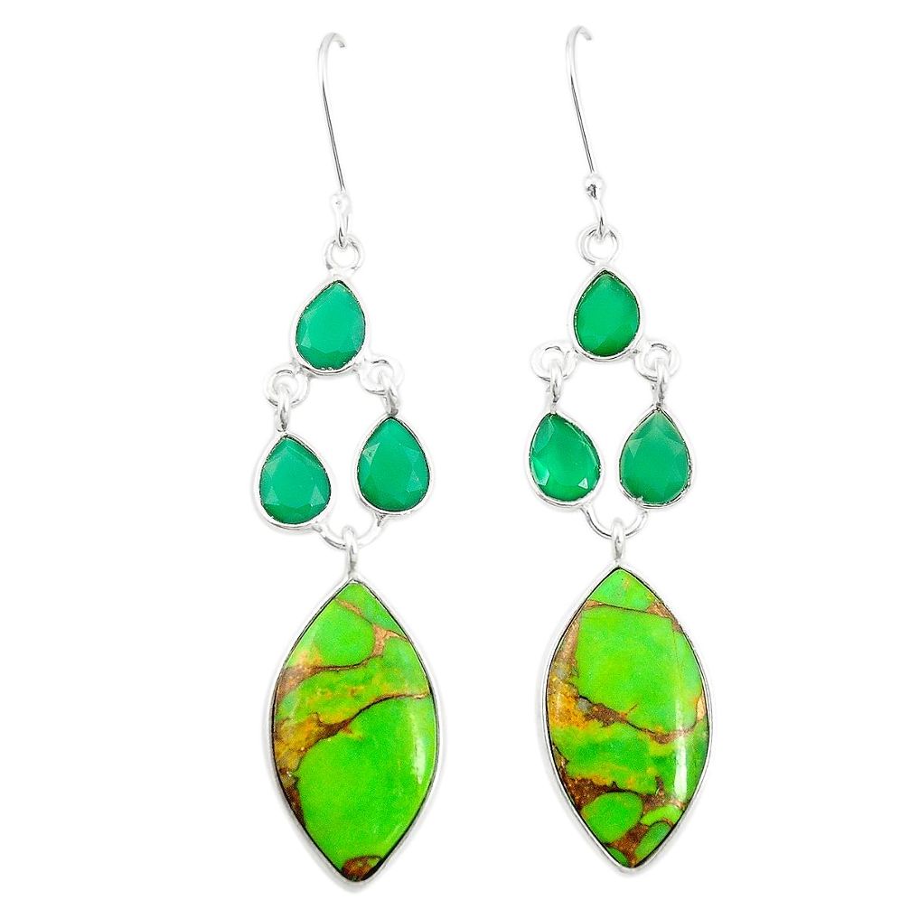 925 silver green copper turquoise chalcedony dangle earrings jewelry m35510