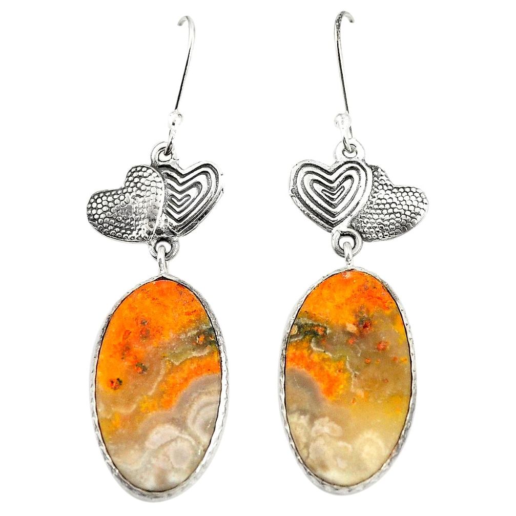 925 silver natural bumble bee australian jasper couple hearts earrings m35674