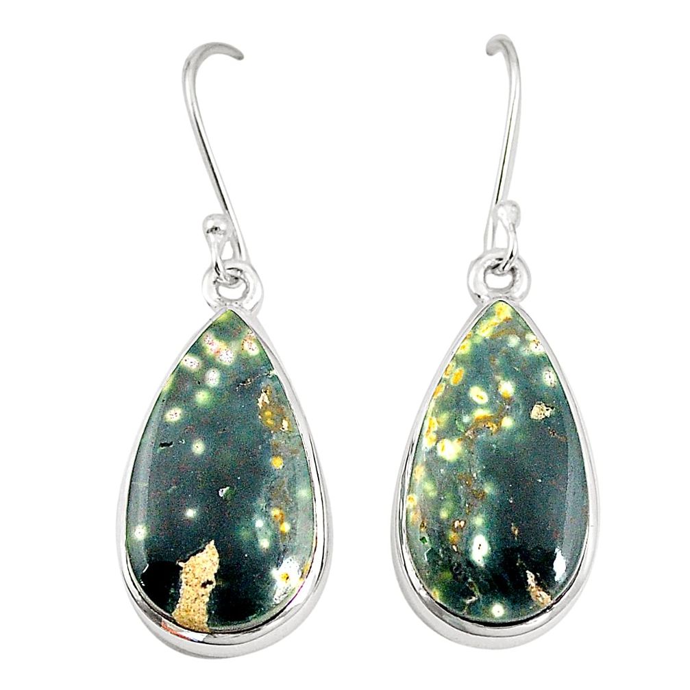 Natural multi color ocean sea jasper (madagascar) 925 silver earrings m36226
