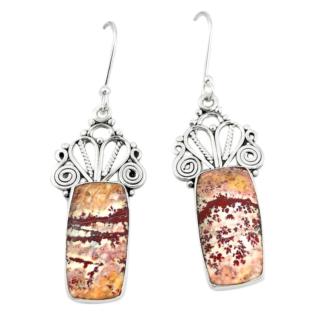 925 silver natural grey sonoran dendritic rhyolite dangle earrings m36255